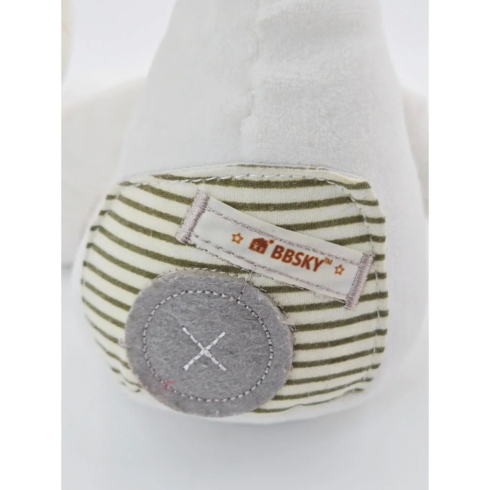 BBSKY White Plush Bunny Rabbit Hand Stitched Embroidered Soft Stuffed Animal 14